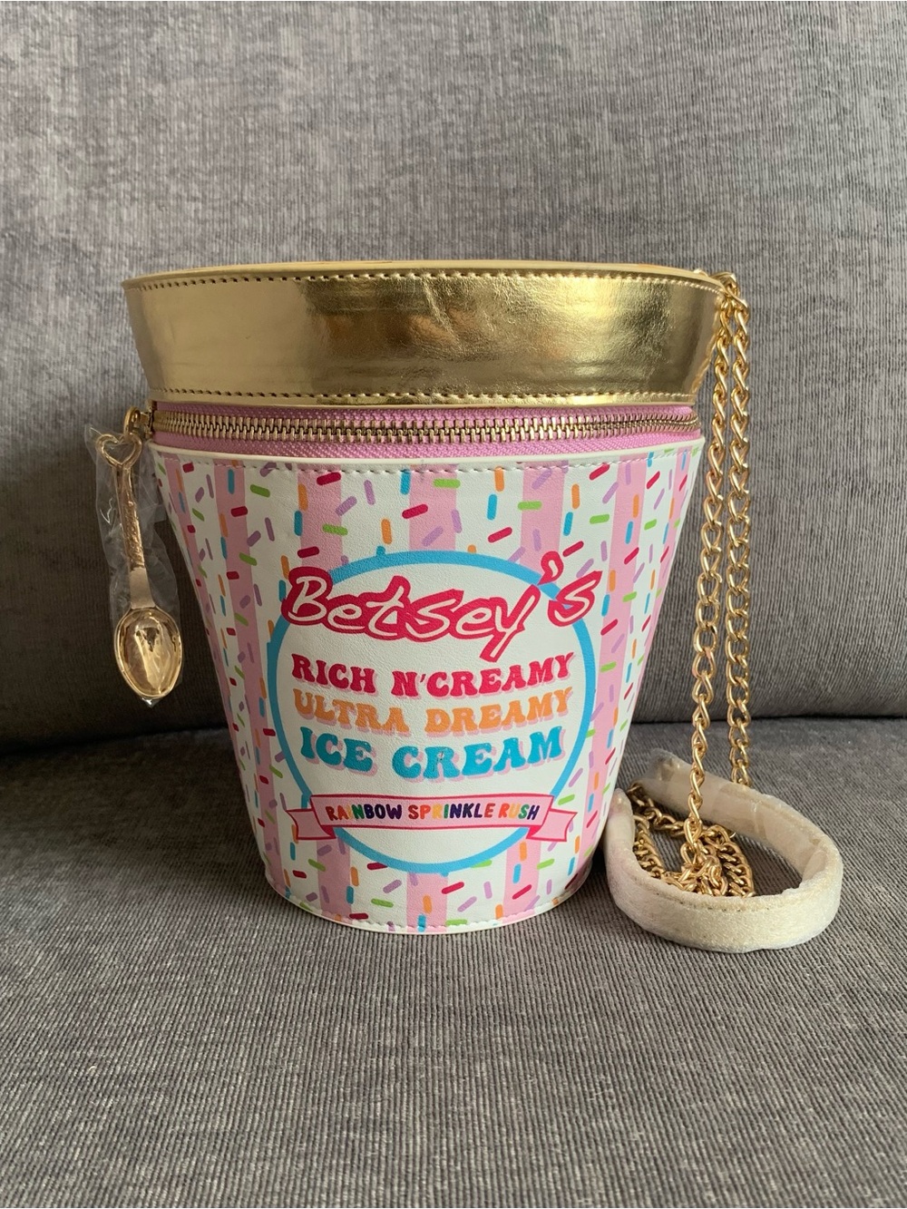 Betsey Johnson Ice Cream Pint Crossbody Bag NWOT
